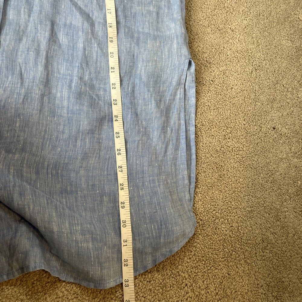 J Jill Linen Shirt Dress Large Petite Blue Cover Up Coastal Beach Minimalist - Picture 7 of 7
